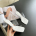 transparent crystal fashion square toe open toe high-heeled slippers  NSCA55926