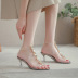 fashion word buckle open toe rhinestone transparent stiletto sandals  NSHU55964