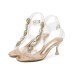 fashion word buckle open toe rhinestone transparent stiletto sandals  NSHU55964