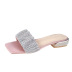 square head thick bottom rhinestone one-word slippers NSPE55983