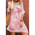 spring and summer new round neck print tie-dye lace dress  NSYIS56091