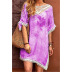 spring and summer new round neck print tie-dye lace dress  NSYIS56091