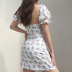 printed Floral Halter Slim Halter Sweet Puff Sleeve Dress NSYIS56082