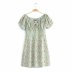 new wholesale one-neck strapless lace-up short-sleeved retro small floral dress NSAM56020