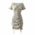 wholesale spring drawstring pleated off-shoulder dress  NSAM56053