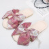 plaid bowknot summer fabric slippers NSPE56157