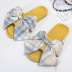 plaid bowknot summer fabric slippers NSPE56157