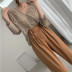 Retro Long-Sleeved Printed Chiffon Shirt NSFYF56253