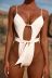 sexy open back strap solid color one-piece bikini swimsuit  NSLUT56377