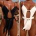 sexy open back strap solid color one-piece bikini swimsuit  NSLUT56377