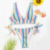 bikini de rayas multicolor con costuras NSLUT56371