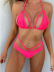 beauty solid color nylon triangle tether split bikini swimsuit NSLUT56369