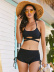 solid color high waist hollow strap halter bikini swimsuit NSLUT56366