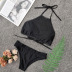 solid color mesh gauze split bikini swimsuit NSLUT56365
