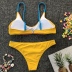 casual splicing color split bikini swimsuit  NSLUT56364