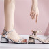 belt mid-heel summer new rhinestone high-heeled thick-heeled Roman sandals NSZSC56301