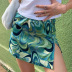 vortex print hit color high waist split short skirt NSNWQ56309