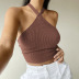 fashion solid color lace halter knitted sling vest NSNWQ56310