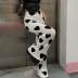 casual love color contrast knitted loose high waist straight trousers NSNWQ56313