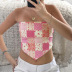 fashion plaid hit color small floral triangle scarf tube vest NSNWQ56314