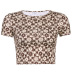 fashion flowery round neck slim cropped short-sleeved T-shirt NSNWQ56327