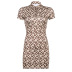 fashion floral contrast color lapel slim short-sleeved dress NSNWQ56383