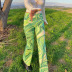 ripple contrast color high-waist woven trousers NSNWQ56387