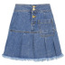 fashion pocket-breasted high-waist pleated denim skirt NSNWQ56390