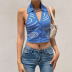 fashion vortex contrast color V-neck halter lapel knit vest  NSNWQ56413
