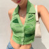 fashion vortex contrast color V-neck halter lapel knit vest  NSNWQ56413