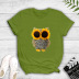 creative sunflower big-eyed owl print T-shirt  NSYIC56430