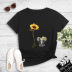 cartoon elephant sunflower English printing pure color T-shirt NSYIC56433