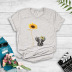 cartoon elephant sunflower English printing pure color T-shirt NSYIC56433