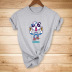 cartoon anime spray paint cat print casual short-sleeved T-shirt NSYIC56453