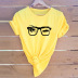 beauty glasses eyelash printing casual short-sleeved T-shirt NSYIC56460