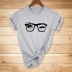 beauty glasses eyelash printing casual short-sleeved T-shirt NSYIC56460