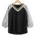 new all-match large size loose striped stitching long-sleeved T-shirt NSLIB56538