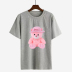 Pure cotton pink bear print casual short-sleeved t-shirt NSYID56532