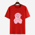 Pure cotton pink bear print casual short-sleeved t-shirt NSYID56532