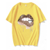 Summer lip pattern printing casual short-sleeved t-shirt  NSYID56518