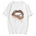 Summer lip pattern printing casual short-sleeved t-shirt  NSYID56518
