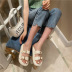 sandalias de diapositivas con hebilla de color sólido de moda NSHU56588