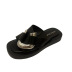 retro metal buckle open-toe flip-flops square head low-heeled sandals NSHU56595