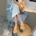summer solid color flat Roman sandals NSHU56604