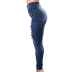 Ripped Tight-Fitting Solid Color Denim Trousers NSSUO56807
