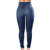 Ripped Tight-Fitting Solid Color Denim Trousers NSSUO56807