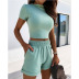 spring and summer new solid color tight sexy fashion casual set NSYIS56782
