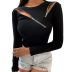 new zipper sexy thin bottoming long-sleeved T-shirt NSLAI56820