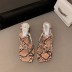 summer new fashion mid-heel square toe flip flops NSHU57042