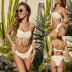 summer solid color drawstring split fashion ruffled sexy two-piece swimsuit NSLM57069